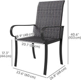 Outsunny Set of 4 Outdoor Wicker Dining Chairs, All-Weather Rattan Armchairs with Armrests, Steel Frame - Photo 3