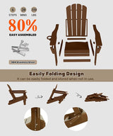 Domi Folding Adirondack Chair, HDPE Adirondack Chair with Cup Holder - Photo 7
