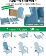 YEFU Adirondack Chair Set of 2, Folding Oversized Plastic Adirondack Chair with Cup Holder - Photo 9