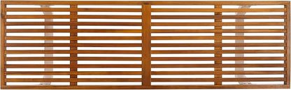 SAFAVIEH Outdoor Patio Furniture Heather Natural Brown Solid Wood & White Legs 60-inch Steel Bench