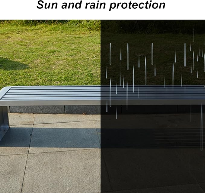 Metal Garden Bench, Outdoor Benches Weatherproof, Stainless Steel Frame, Patio Bench with Mounting Screws, Arc Corner Design(180x40x45cm (71x16x18in))
