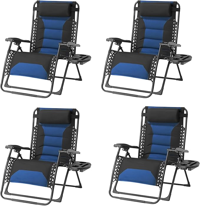 Zero Gravity Chair Set of 4 Oversized Folding Recliner - Photo 1