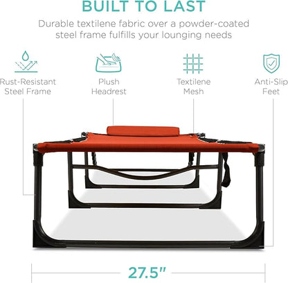 Best Choice Products Patio Chaise Lounge Chair, Portable Outdoor Folding Recliner for Lawn, w/ 8 Positions, Handles, 300lb Capacity - Burnt Orange