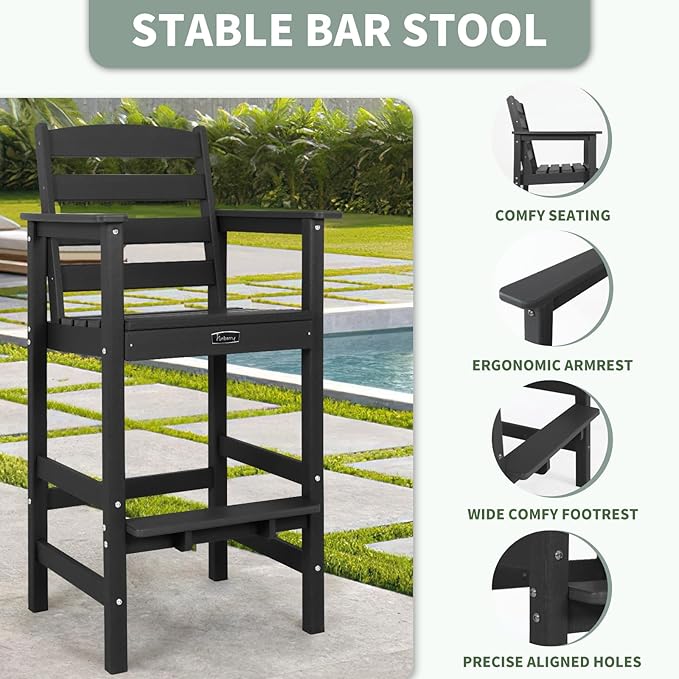 FUNBERRY Outdoor Bar Set with Umbrella Holes, Tall Adirondack Chairs and Table - Photo 2