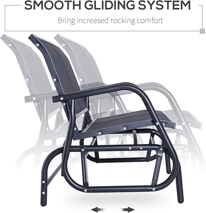 Outdoor Bench 2-Person Glider Bench for Outside Patio Weatherproof Metal Outdoor Benches for Garden, Park, Front Porch and Backyard