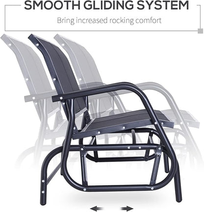Outdoor Bench 2-Person Glider Bench for Outside Patio Weatherproof Metal Outdoor Benches for Garden, Park, Front Porch and Backyard