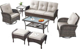 7 Pieces Outdoor Patio Furniture-Swivel Patio Chairs Set of 2 Outdoor Wicker Rattan Sofa Couch with Ottoman Outdoor - Photo 3