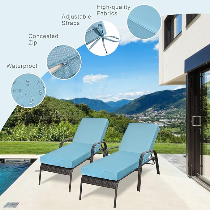 JMGBird Outdoor Chaise Lounge Cushion 70 * 22 * 4.5 Inch, Patio Chaise Lounge Chair Cushions Water-Repellent Foldable Pool Thick Lounge Cushions Outdoor Furniture