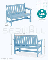SERWALL Outdoor Bench, HDPE Outdoor Benches Weatherproof, 2-Person Garden Bench with 660 lbs Weight Capacity - Photo 3