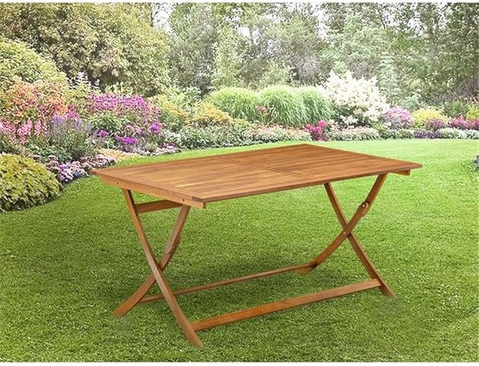 East West Furniture BAETFNA Patio Dining Table - a Rectangle Acacia Wood Table with Butterfly Leaf, 36x60 Inch, Natural Oil