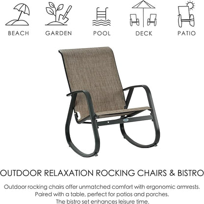 Kozyard Outdoor Patio Rocking Sling Chair, Powder Coated Aluminum Frame, Weather Resistant and Breathable Mesh Fabric for Patio, Porch, Yard, Garden (Beige, Chair)