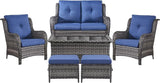 Belord 6 Pieces Patio Furniture Set Outdoor Wicker Furniture, 2 Patio Wicker Chairs with 1 Loveseat Sofa - Photo 1