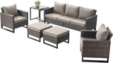 Rilyson Wicker Outdoor Patio Furniture Set - 6 Piece Patio Conversation Set with 2 Armrest Chairs, 2 Rattan Ottoman - Photo 2