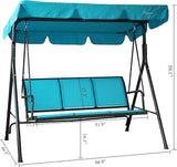 Kozyard 3-Person Outdoor Canopy Porch Swing Chair, Breathable Textilene Armrest Seat, Adjustable Shade - Photo 4
