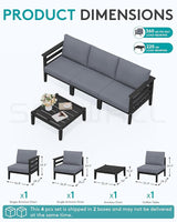 SERWALL HDPE Patio Furniture Set, 4 Pieces Outdoor Sectional Sofa Set - Photo 2