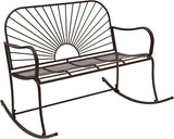 XBrand 44.5" L Iron Sun-Patterned Seat for Two Indoor/Outdoor Rocking Glider Bench, Durable Patio Glider Bench, Brown - Photo 1