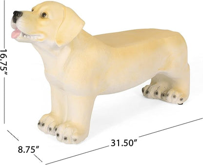 Unknown1 Outdoor Cast Stone Labrador Dog Garden Bench Brown Modern Contemporary Concrete