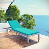 Modway EEI-4502-SLV-TRQ Shore Outdoor Patio Aluminum Chaise with Cushions, Silver Turquoise - Photo 2