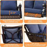 3-Person Wicker Porch Swing Chair Heavy Duty 900 LBS Outdoor Rattan Patio Swing Chair w/Cup-Holder & Steel Chains - Photo 4