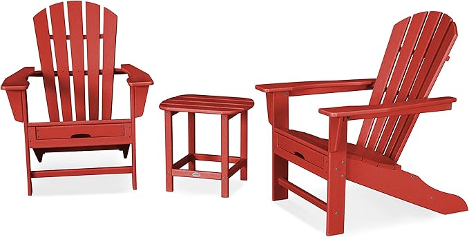 POLYWOOD Palm Coast Ultimate Adirondack Chair 3-Piece Set with Hideaway Ottoman