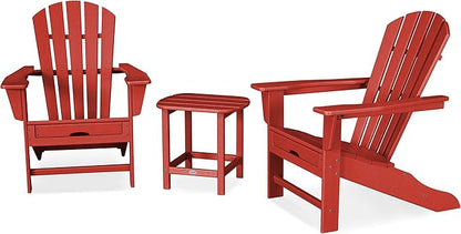 POLYWOOD Palm Coast Ultimate Adirondack Chair 3-Piece Set with Hideaway Ottoman
