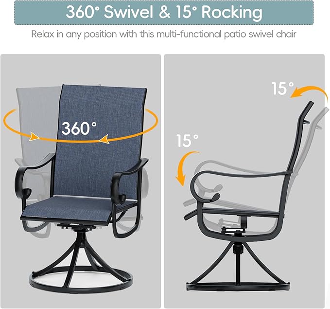 Patio Swivel Chairs Set of 4, Outdoor Dining Chairs with High Back - Photo 4