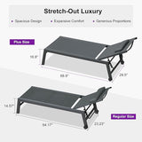 PURPLE LEAF Outdoor Oversized Lounge Chair Set of 3 Patio Chaise Pool Lounger Aluminum Frame with Side Table and Wheels - Photo 4