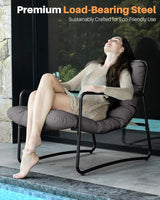 Outdoor Accent Chair, Modern Metal Outdoor Lounge Chair, Comfy Patio Accent Chair with Padded Seat - Photo 8