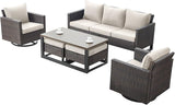 Rilyson Wicker Outdoor Patio Furniture Set - 6 Piece Patio Conversation Set with 2 Swivel Rocker Chairs - Photo 8