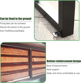 Garden Bench Park Slatted Seats Patio Loveseat, Outdoor Wooden Backless Porch Bench Metal Frame Chair - Photo 6