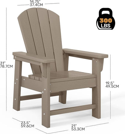 Costaelm Kids Adirondack Chair Set of 4, Plastic Outdoor Kids Chair Toddler Patio Furniture and Outdoor Children Picnic Activity Lawn Chair for Garden, Patio, Backyard & Beach, Weathered Wood
