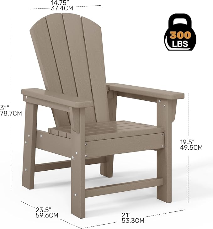 Costaelm Kids Lawn Chair, Toddler Outdoor Chair Kids Patio Furniture and Outdoor Children Picnic Activity Modern Adirondack Chairs for Garden, Patio, Backyard & Beach, Weathered Wood