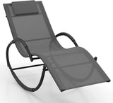 Giantex Outdoor Rocking Lounge Chair, Zero Gravity Rocking Chair with Removable Headrest, Breathable Backrest & Seat - Photo 1