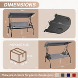 3 Seat Outdoor Porch Swing Chair, Adjustable Canopy Swing Bench, Convertible Backrest Swing Bed with Thicken Cushions - Photo 8