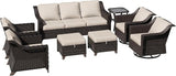 8 Pieces Patio Conversation Furniture Set - 1 Sofa, 2 Ottomans, 2 Armchairs, 2 Swivel Chairs, 1 Side Table - Photo 7