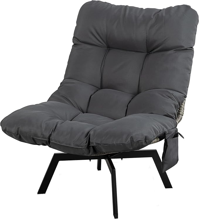 JAMFLY Rattan Swivel Chair, 360° Wicker Swivel Chairs with Thickened Cushions & Side Storage - Photo 6