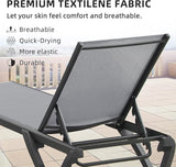 Domi Pool Lounge Chairs, Aluminum Patio Chaise Lounge Set of 2, 5 Position Adjustable Backrest and Wheels - Photo 5