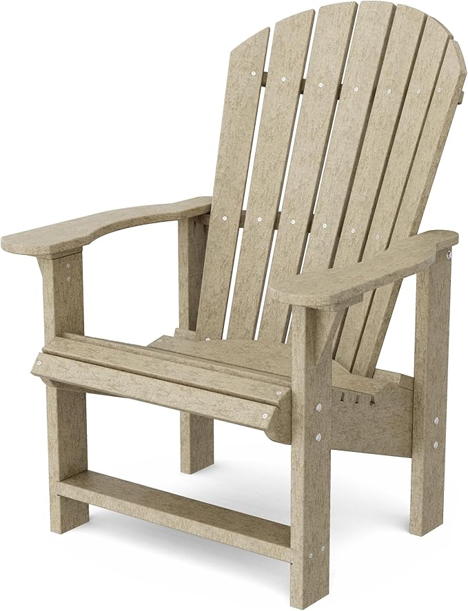 Wildridge Heritage Upright Adirondack Chair, Weathered Wood - Outdoor All-Weather Poly Furniture for Patio, Deck, Yard