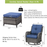 Rilyson Wicker Patio Furniture Set - 4 Piece Rattan Outdoor Sectional Conversation Sets with 2 Swivel Rocking Chairs - Photo 2