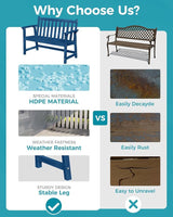 Outdoor Bench, 2-Person HDPE Garden Bench, All Weather Poly Patio Bench for Outdoors, Garden, Backyard, Porch and Park - Photo 4