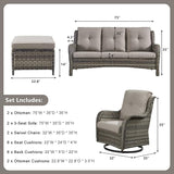 Rilyson Wicker Patio Furniture Set - 6 Piece Rattan Outdoor Sectional Conversation Sets with 2 Rocking Swivel Chairs - Photo 3