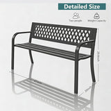 Outdoor Garden Bench, Weatherproof Metal Park Bench for Garden Lawn Porch Park Backyard - Photo 3