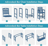 Ciokea 3 Pcs Outdoor Bar Height Table Set, 60" Extra Long Rectangle High Top Table and 2 Oversized Adirondack Chairs - Photo 9