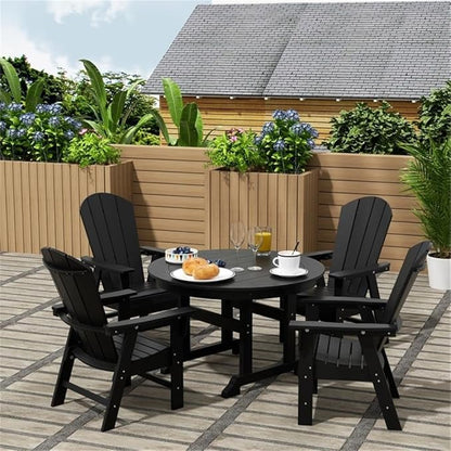 Costaelm Outdoor Fire Pit Chair, Patio hdpe Balcony Pool Adirondack Chair, Modern Front Porch Backyard Chair, Garden Resin Lounge Chair for Outside, Black