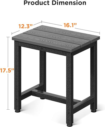 ODK Outdoor Side Table, Adirondack Patio End Table with Weather-Resistant, Waterproof Top for Hot Tub, Garden, Balcony, Poolside, Durable & Easy-to-Clean, Grey