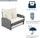 Modern Outdoor Rattan Double Chaise Lounge, 2-Person Reclining Sunbed with 3-Height Adjustable Back - Photo 7
