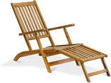 East West Furniture BSLCDNA Salinas Patio Chair Lounge - Outdoor Acacia Wood Sunlounger Chair for Poolside, Deck, Lawn - Photo 7