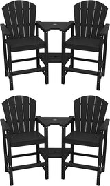 SERWALL Tall Adirondack Chairs Set of 4 with Double Layer Connecting Tray, HDPE Bar Height Outdoor Chairs - Photo 1