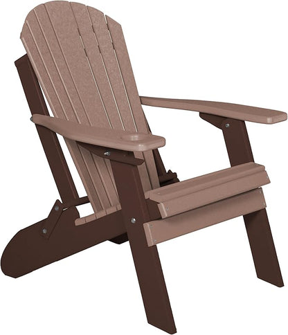 Furniture Barn USA Poly Folding Adirondack Chair, Weathered Wood and Tudor Brown