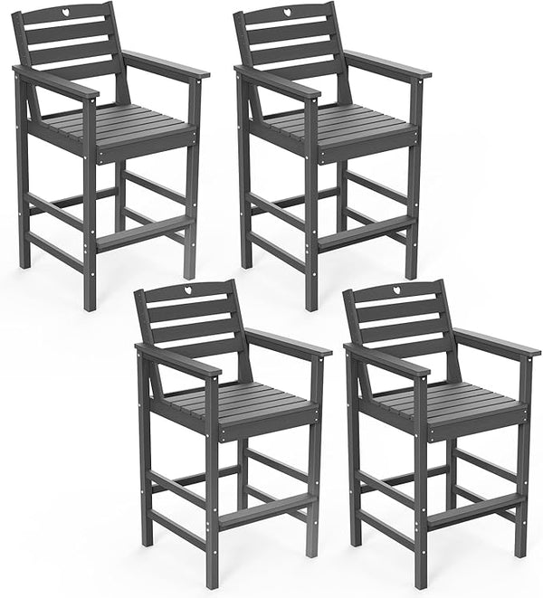 Patio Bar Table, Adirondack Chairs and Table 4 Pieces Set, Bar Height Chairs Set of 4, Outdoor Bar Stools Set - Photo 1